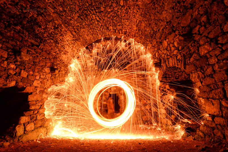 steel spinner long exposure sparks